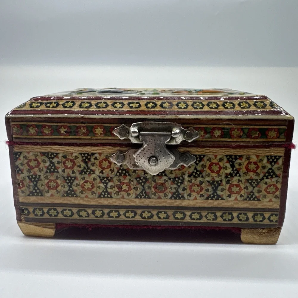 Persian Khatam Wooden Trinket Box  Hand Made-Damaged